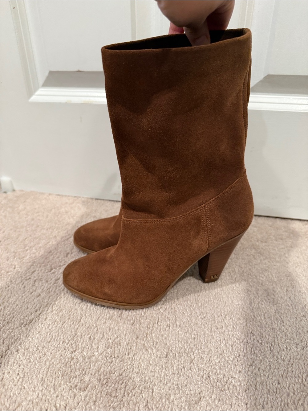 Michael Kors Chestnut Suede Mid-Calf Heeled Boots